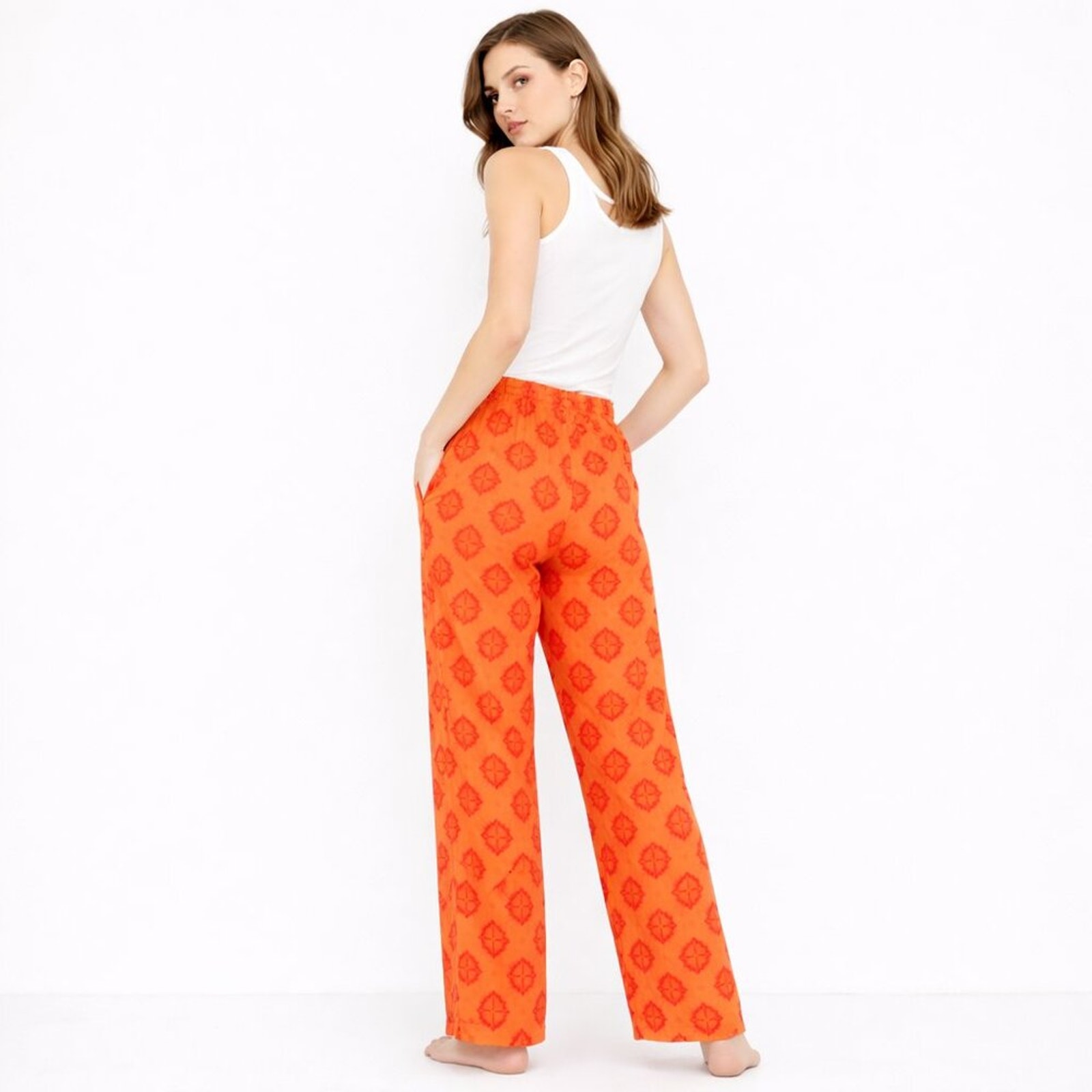 The-Are Printed Drawstring Woven Pants Size M Made In Spain — image 2 of 8
